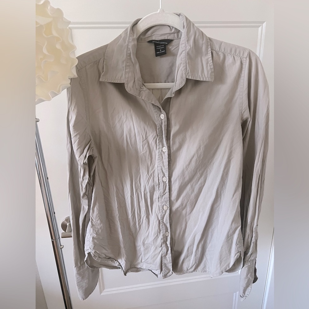 Victoria Secret (Moda International) Button Down Gray Shirt Small